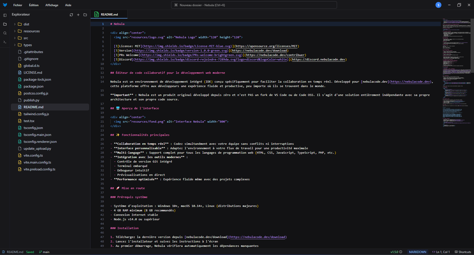 Mockup Nebula IDE